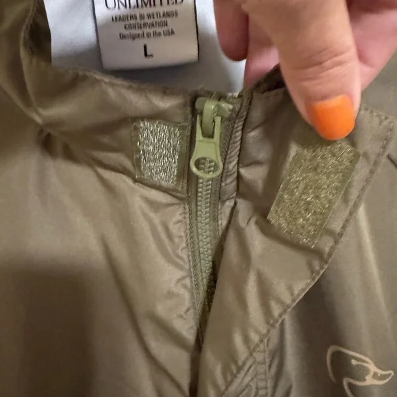 Ducks Unlimited Olive Green Windbreaker Jacket - Picture 7 of 10